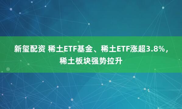 新玺配资 稀土ETF基金、稀土ETF涨超3.8%，稀土板块强势拉升